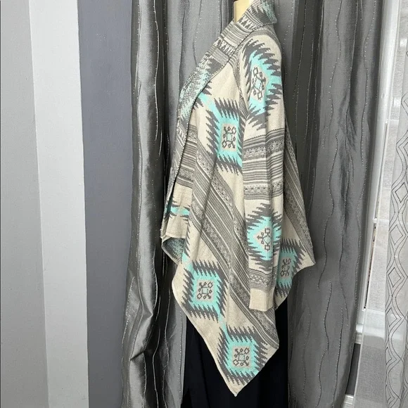 DREAMERS Gray Mint Aztec Southwestern
Santa Fe Waterfall Open Cardigan Sz S/M - Picture 4 of 7